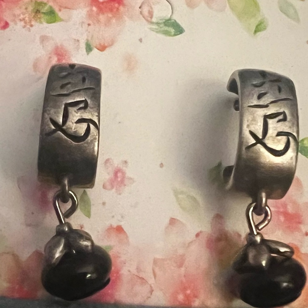 Brighton Silver Earrings with Black Bead Accents - Picture 4 of 4